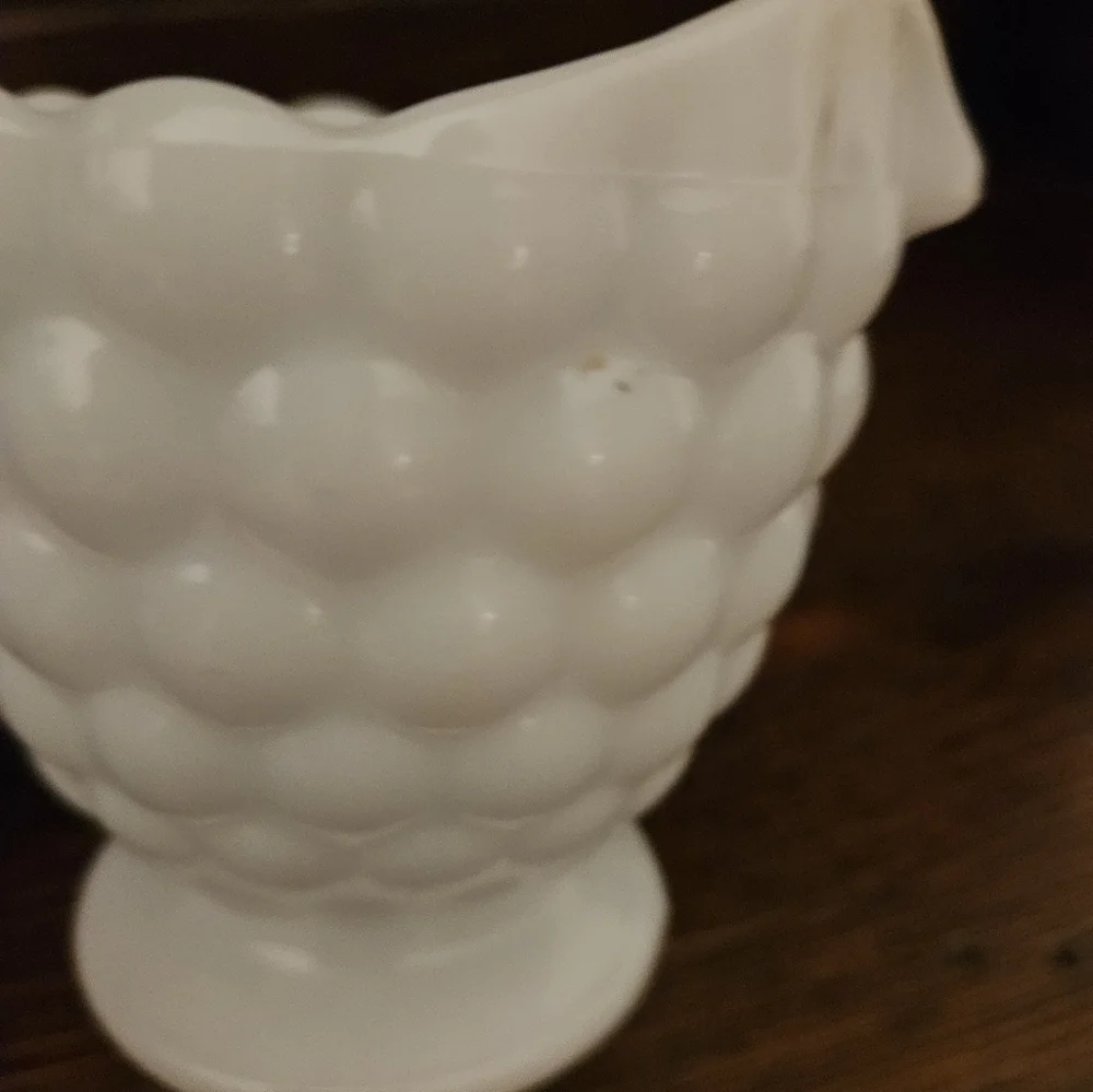 Vintage milk glass bubble creamer.